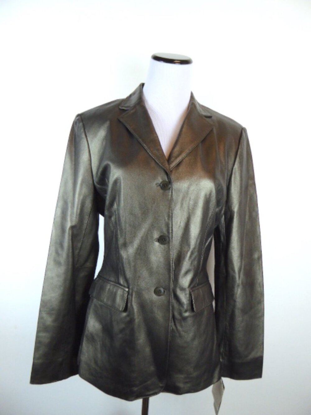 NWT Jones New York bronze brown leather jacket blazer 10